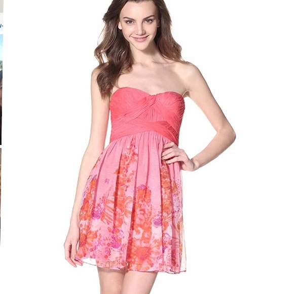 Aidan Mattox Dresses & Skirts - Strapless floral, pink silk Aidan Mattox dress